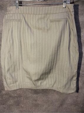 Margaret M 1X Brown Herringbone Stretch Pencil Skirt Back Vent Made in Canada